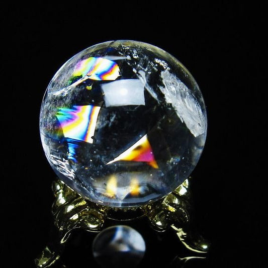 アイリスクォーツ 水晶 丸玉 虹入り 26mm 水晶玉 置物 スフィア 141-6975
