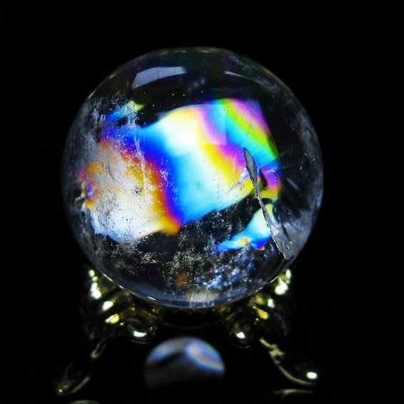 アイリスクォーツ 水晶 丸玉 虹入り 26mm スフィア 置物 水晶玉 一点物 141-6977