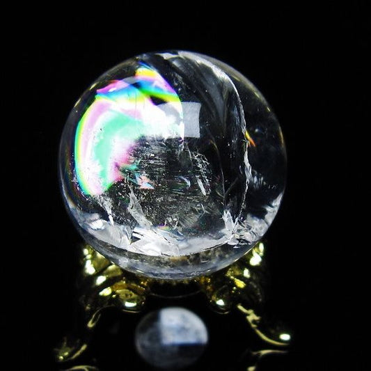 アイリスクォーツ 水晶 丸玉 虹入り 26mm スフィア 置物 水晶玉 一点物 141-6978