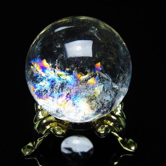 アイリスクォーツ 水晶 丸玉 虹入り 26mm スフィア 置物 水晶玉 一点物 141-6980