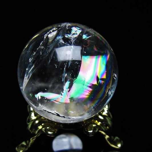 アイリスクォーツ 水晶 丸玉 虹入り 26mm スフィア 置物 水晶玉 一点物 141-6982