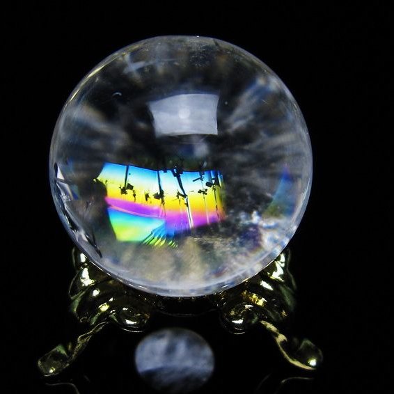 アイリスクォーツ 水晶 丸玉 虹入り 26mm スフィア 置物 水晶玉 一点物 141-6983