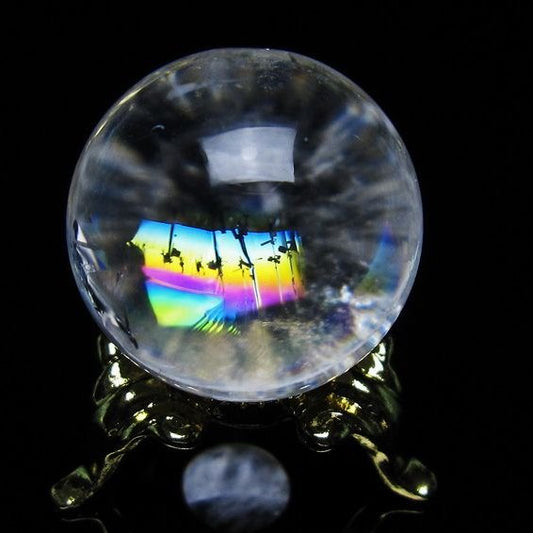 アイリスクォーツ 水晶 丸玉 虹入り 26mm スフィア 置物 水晶玉 一点物 141-6983