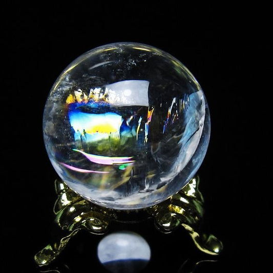 アイリスクォーツ 水晶 丸玉 虹入り 25mm スフィア 置物 水晶玉 一点物 141-6984