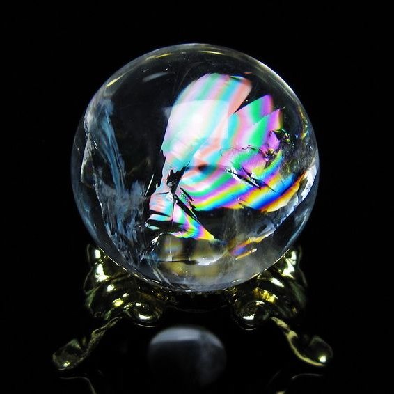 アイリスクォーツ 水晶 丸玉 虹入り 25mm スフィア 置物 水晶玉 一点物 141-6986