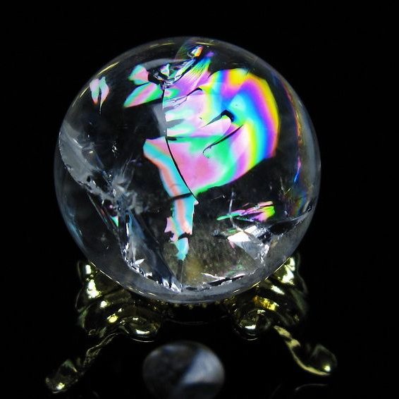 アイリスクォーツ 水晶 丸玉 虹入り 25mm スフィア 置物 水晶玉 一点物 141-6990