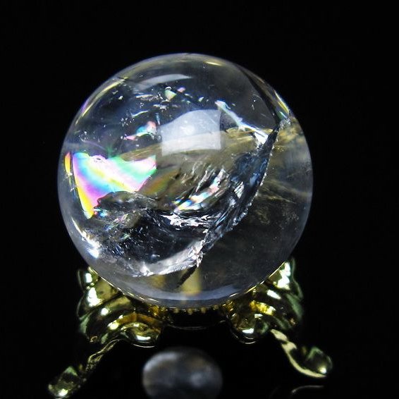 アイリスクォーツ 水晶 丸玉 虹入り 25mm スフィア 置物 水晶玉 一点物 141-6991