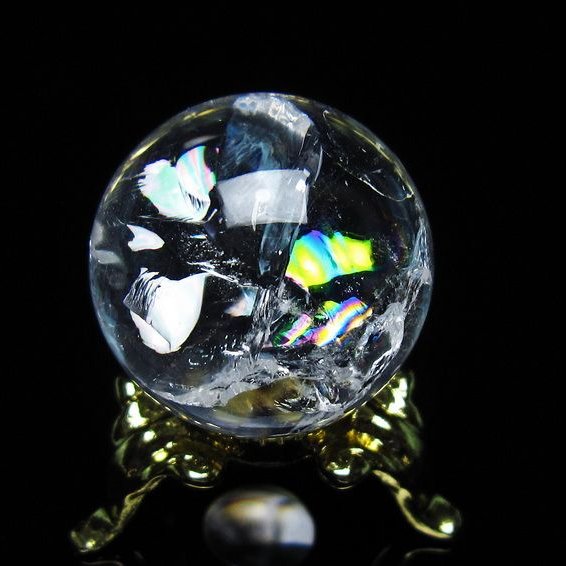 アイリスクォーツ 水晶 丸玉 虹入り 25mm スフィア 置物 水晶玉 一点物 141-6992