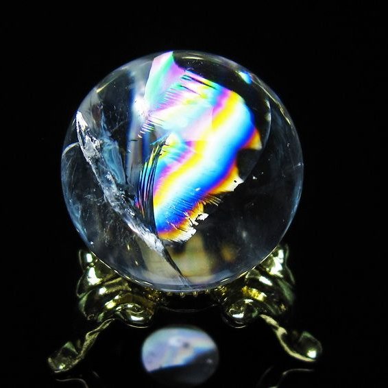 アイリスクォーツ 水晶 丸玉 虹入り 25mm スフィア 置物 水晶玉 一点物 141-6995