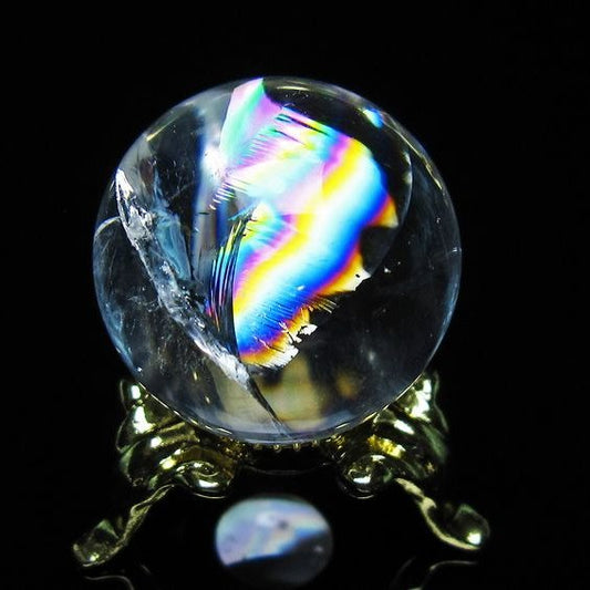アイリスクォーツ 水晶 丸玉 虹入り 25mm スフィア 置物 水晶玉 一点物 141-6995