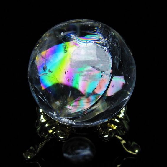 アイリスクォーツ 水晶 丸玉 虹入り 25mm スフィア 置物 水晶玉 一点物 141-7001