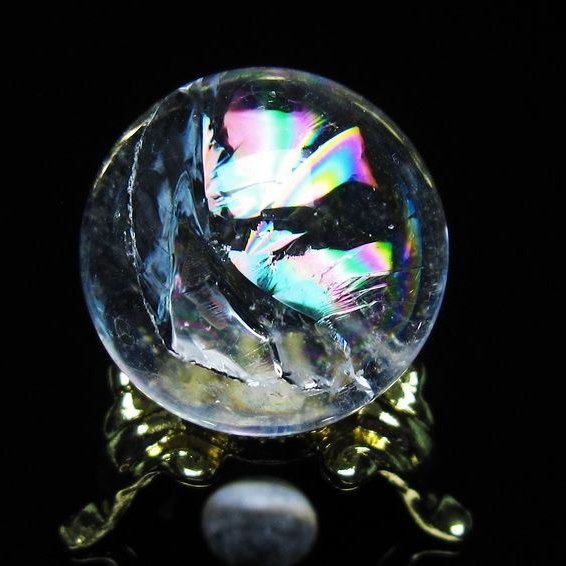 アイリスクォーツ 水晶 丸玉 虹入り 25mm スフィア 置物 水晶玉 一点物 141-7002