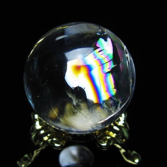 アイリスクォーツ 水晶 丸玉 虹入り 25mm スフィア 置物 水晶玉 一点物 141-7003