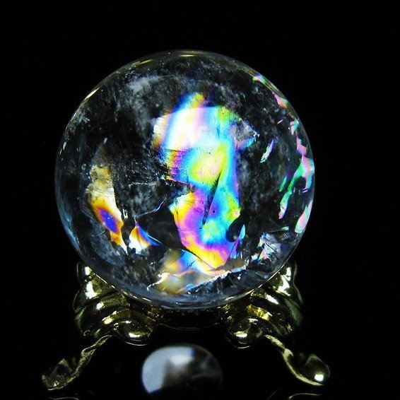 アイリスクォーツ 水晶 丸玉 虹入り 25mm スフィア 置物 水晶玉 一点物 141-7004