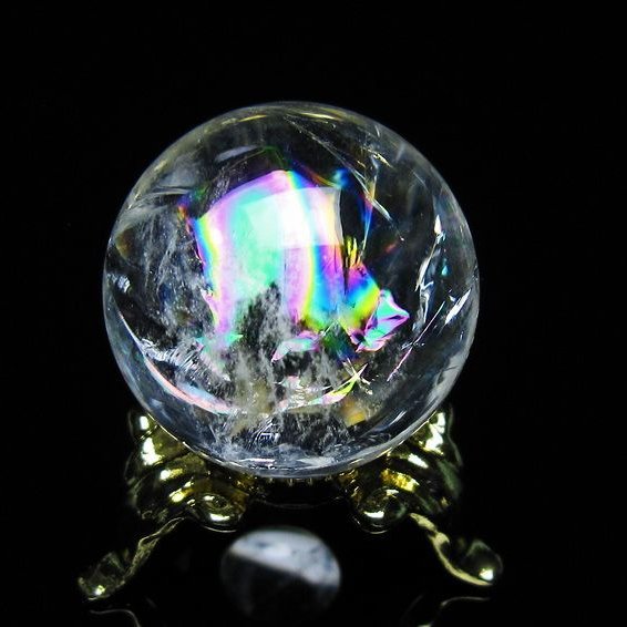 アイリスクォーツ 水晶 丸玉 虹入り 25mm スフィア 置物 水晶玉 一点物 141-7007