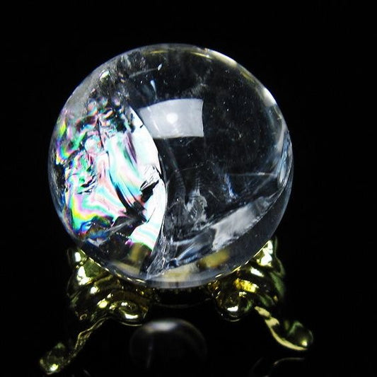 アイリスクォーツ 水晶 丸玉 虹入り 25mm スフィア 置物 水晶玉 一点物 141-7011