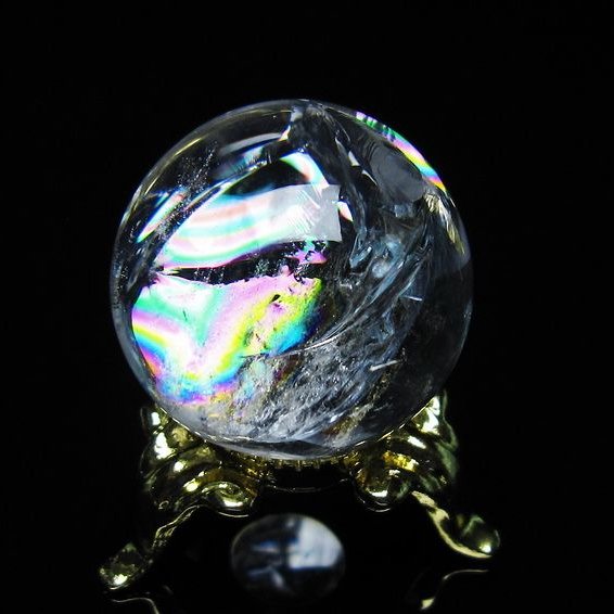 アイリスクォーツ 水晶 丸玉 虹入り 25mm スフィア 置物 水晶玉 一点物 141-7012