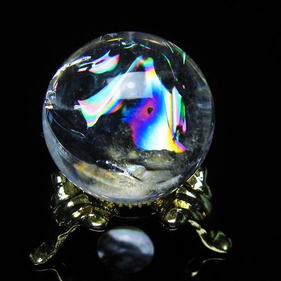 アイリスクォーツ 水晶 丸玉 虹入り 24mm スフィア 置物 水晶玉 一点物 141-7015