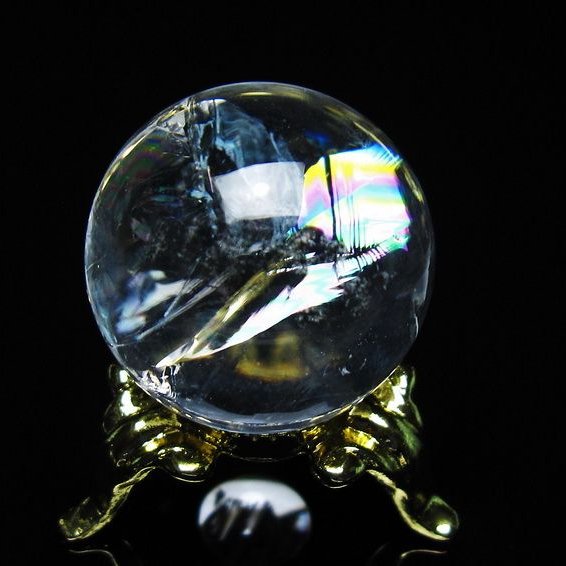 アイリスクォーツ 水晶 丸玉 虹入り 25mm スフィア 置物 水晶玉 一点物 141-7017