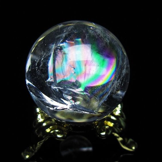 アイリスクォーツ 水晶 丸玉 虹入り 25mm スフィア 置物 水晶玉 一点物 141-7019