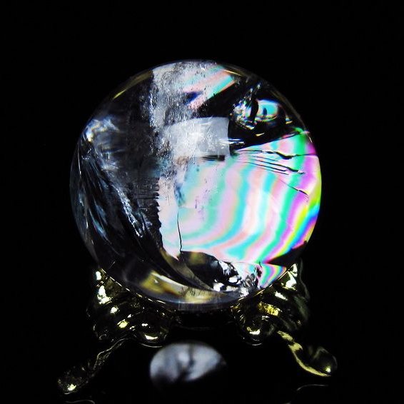 アイリスクォーツ 水晶 丸玉 虹入り 25mm スフィア 置物 水晶玉 一点物 141-7020