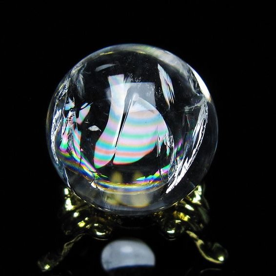 アイリスクォーツ 水晶 丸玉 虹入り 25mm スフィア 置物 水晶玉 一点物 141-7022