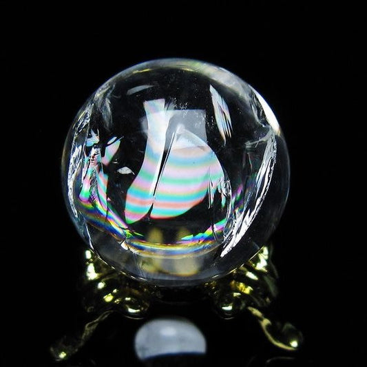 アイリスクォーツ 水晶 丸玉 虹入り 25mm スフィア 置物 水晶玉 一点物 141-7022