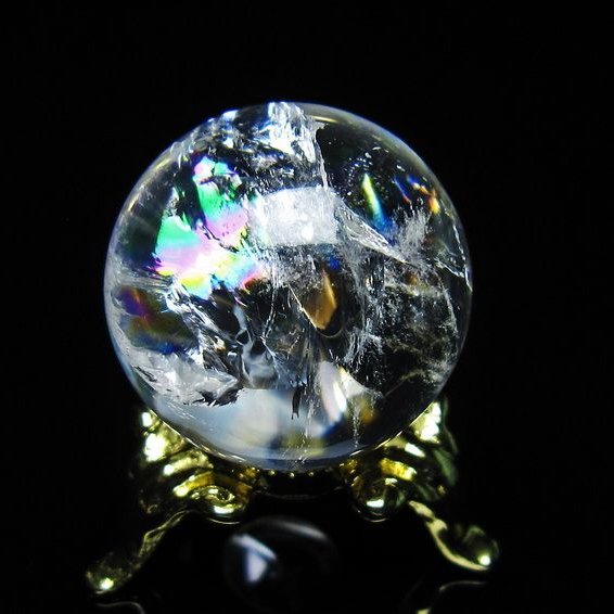 アイリスクォーツ 水晶 丸玉 虹入り 25mm スフィア 置物 水晶玉 一点物 141-7023