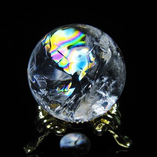 アイリスクォーツ 水晶 丸玉 虹入り 25mm スフィア 置物 水晶玉 一点物 141-7026