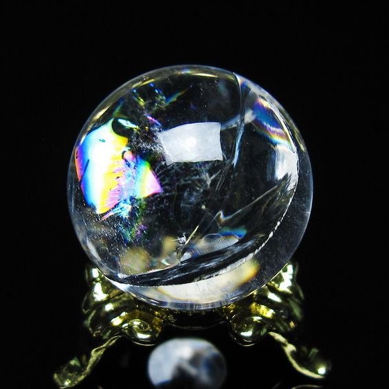 アイリスクォーツ 水晶 丸玉 虹入り 25mm スフィア 置物 水晶玉 一点物 141-7027