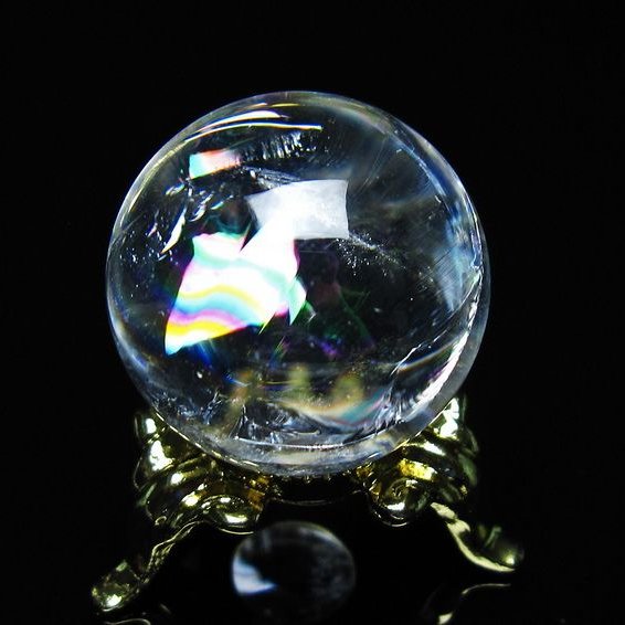 アイリスクォーツ 水晶 丸玉 虹入り 25mm スフィア 置物 水晶玉 一点物 141-7028