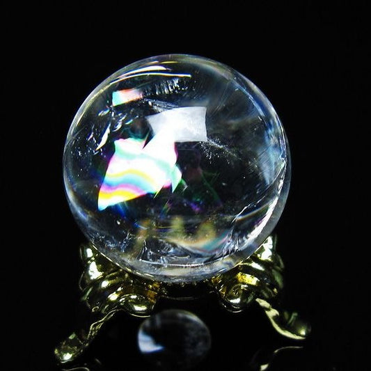 アイリスクォーツ 水晶 丸玉 虹入り 25mm スフィア 置物 水晶玉 一点物 141-7028