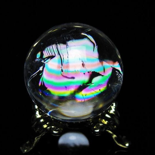 アイリスクォーツ 水晶 丸玉 虹入り 25mm スフィア 置物 水晶玉 一点物 141-7029