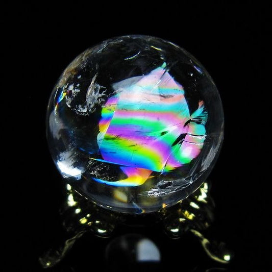 アイリスクォーツ 水晶 丸玉 虹入り 25mm スフィア 置物 水晶玉 一点物 141-7031