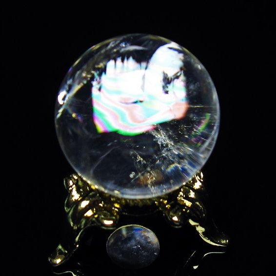 アイリスクォーツ 水晶 丸玉 虹入り 25mm スフィア 置物 水晶玉 一点物 141-7038