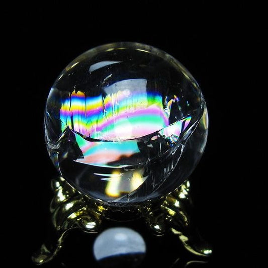 アイリスクォーツ 水晶 丸玉 虹入り 25mm スフィア 置物 水晶玉 一点物 141-7039