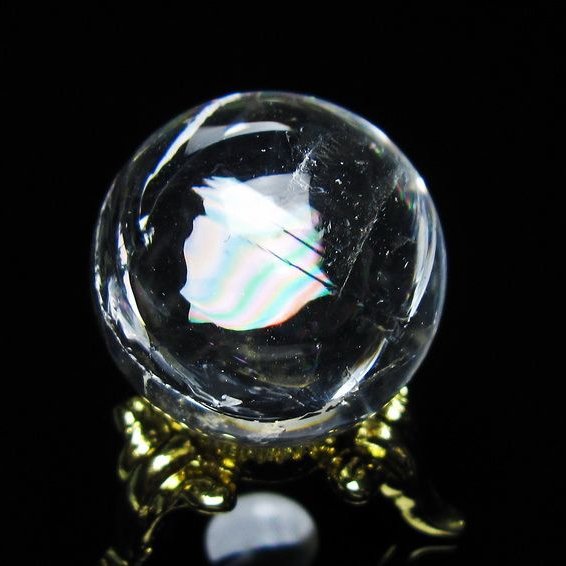 アイリスクォーツ 水晶 丸玉 虹入り 25mm スフィア 置物 水晶玉 一点物 141-7041
