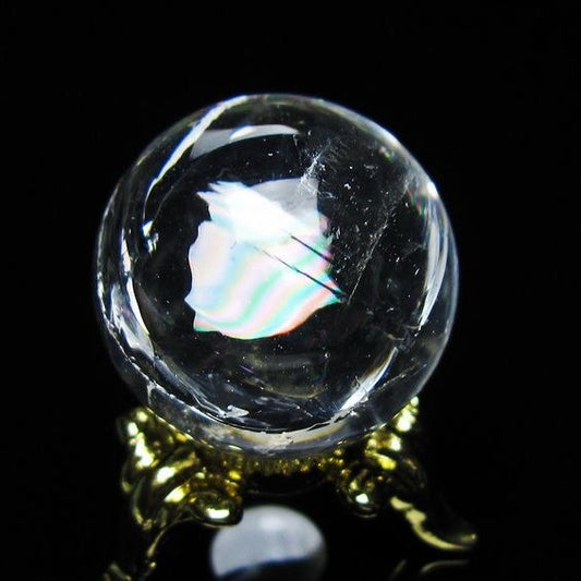 アイリスクォーツ 水晶 丸玉 虹入り 25mm スフィア 置物 水晶玉 一点物 141-7041