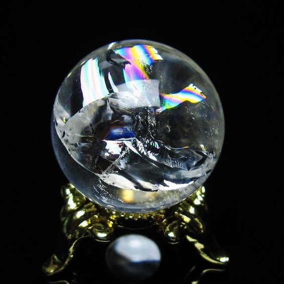 アイリスクォーツ 水晶 丸玉 虹入り 25mm スフィア 置物 水晶玉 一点物 141-7045