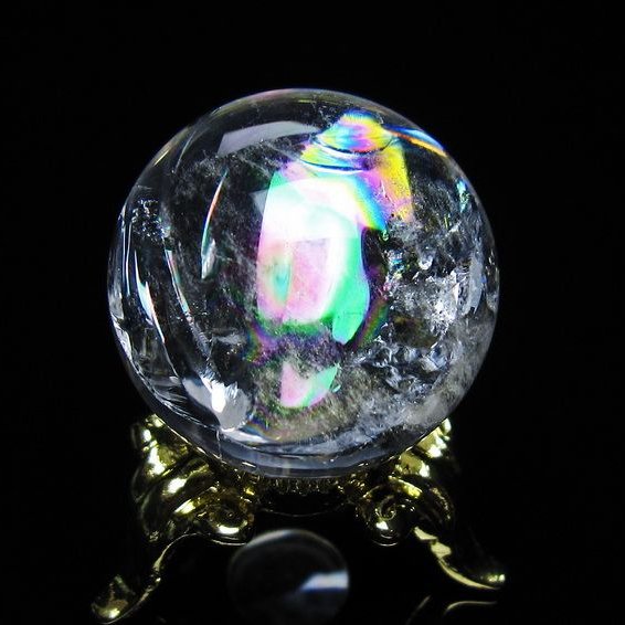 アイリスクォーツ 水晶 丸玉 虹入り 26mm スフィア 置物 水晶玉 一点物 141-7047