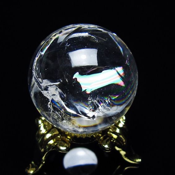 アイリスクォーツ 水晶 丸玉 虹入り 26mm スフィア 置物 水晶玉 一点物 141-7049