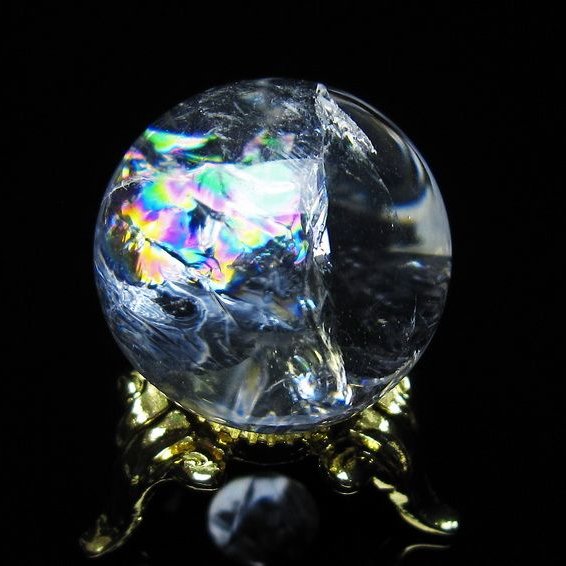 アイリスクォーツ 水晶 丸玉 虹入り 26mm スフィア 置物 水晶玉 一点物 141-7051