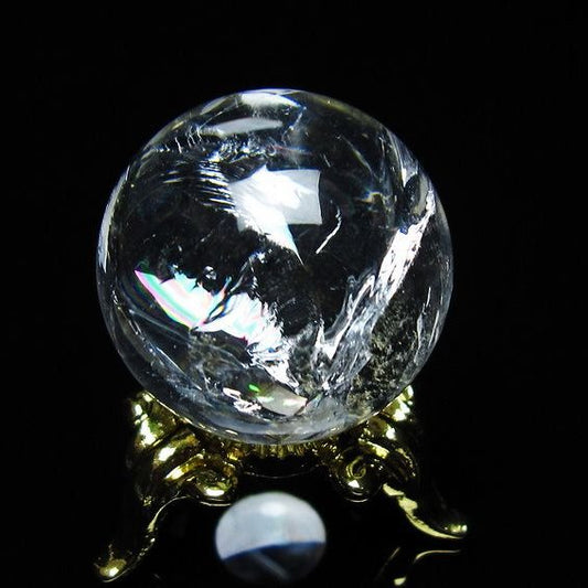 アイリスクォーツ 水晶 丸玉 虹入り 26mm スフィア 置物 水晶玉 一点物 141-7055