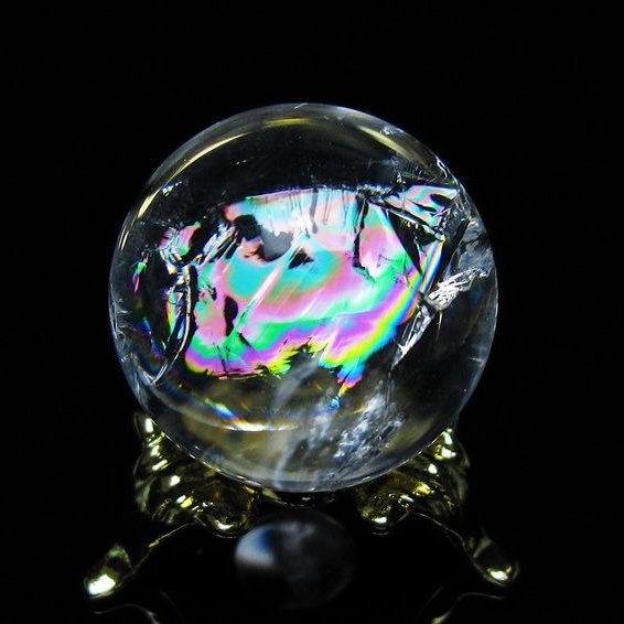 アイリスクォーツ 水晶 丸玉 虹入り 26mm スフィア 置物 水晶玉 一点物 141-7060
