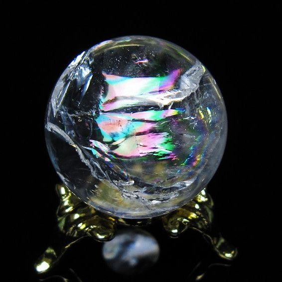 アイリスクォーツ 水晶 丸玉 虹入り 26mm スフィア 置物 水晶玉 一点物 141-7061