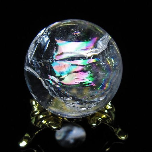 アイリスクォーツ 水晶 丸玉 虹入り 26mm スフィア 置物 水晶玉 一点物 141-7061