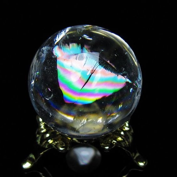 アイリスクォーツ 水晶 丸玉 虹入り 26mm スフィア 置物 水晶玉 一点物 141-7063