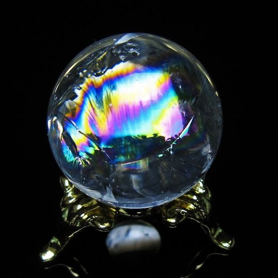 アイリスクォーツ 水晶 丸玉 虹入り 26mm スフィア 置物 水晶玉 一点物 141-7064