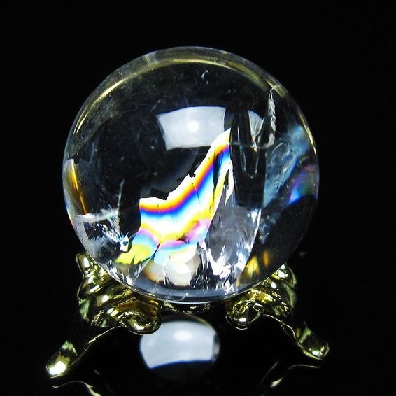 アイリスクォーツ 水晶 丸玉 虹入り 26mm スフィア 置物 水晶玉 一点物 141-7065