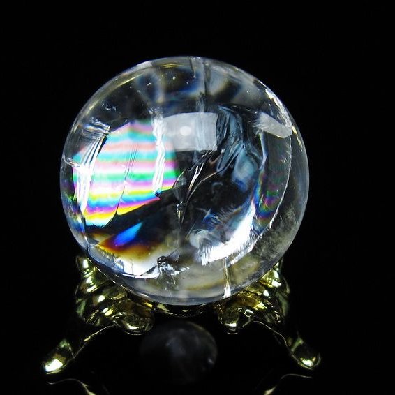 アイリスクォーツ 水晶 丸玉 虹入り 26mm スフィア 置物 水晶玉 一点物 141-7067